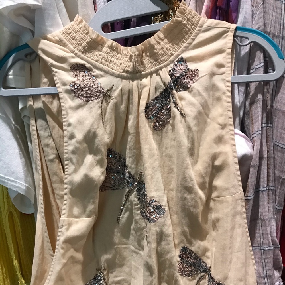 Free People: sequin dragonfly high collar top
